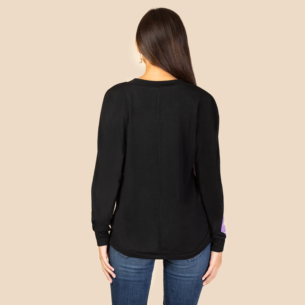 Purple & Black Long Sleeve Top