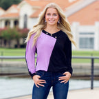 Purple & Black Long Sleeve Top