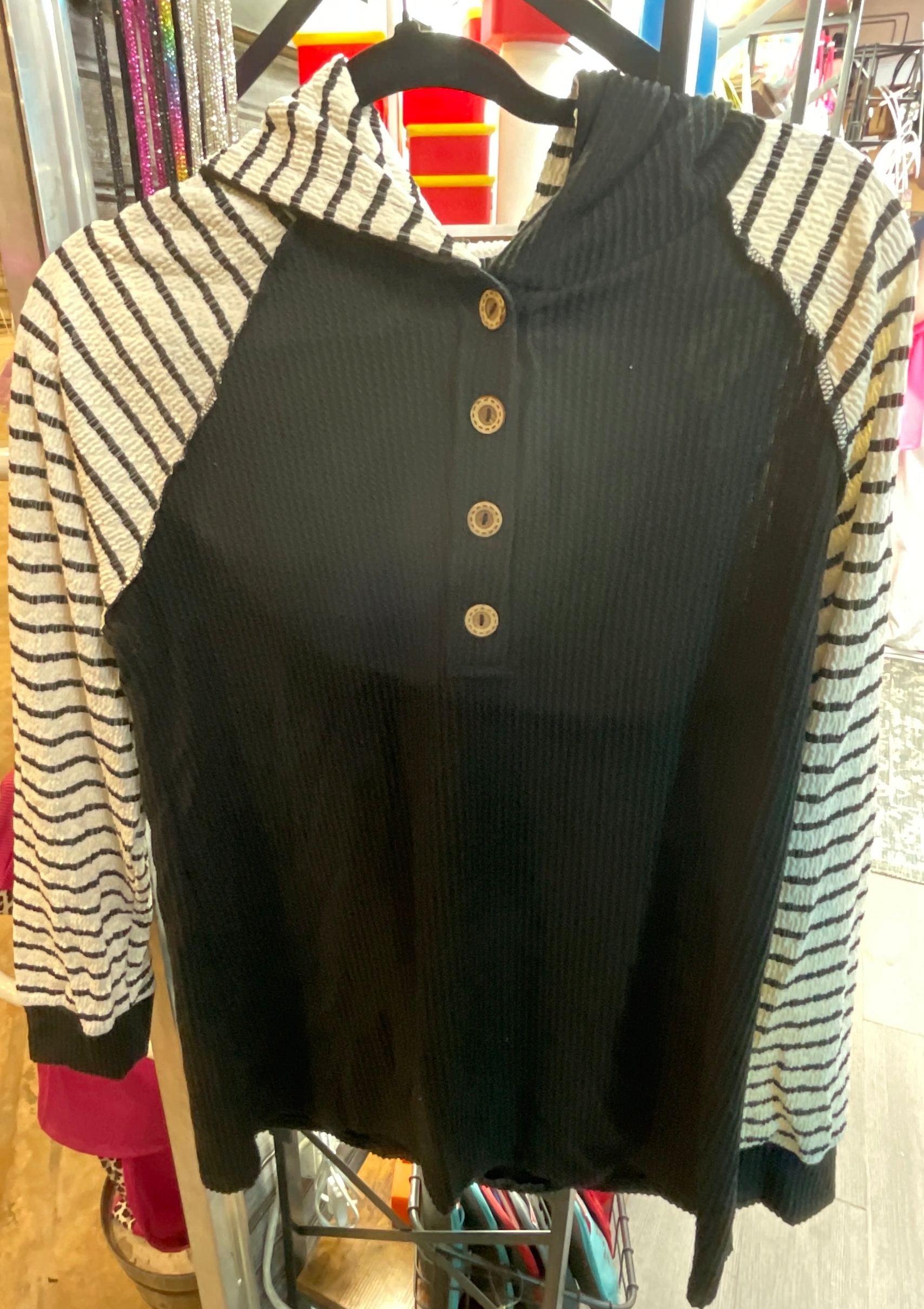 Black w/ stripped long sleeves
