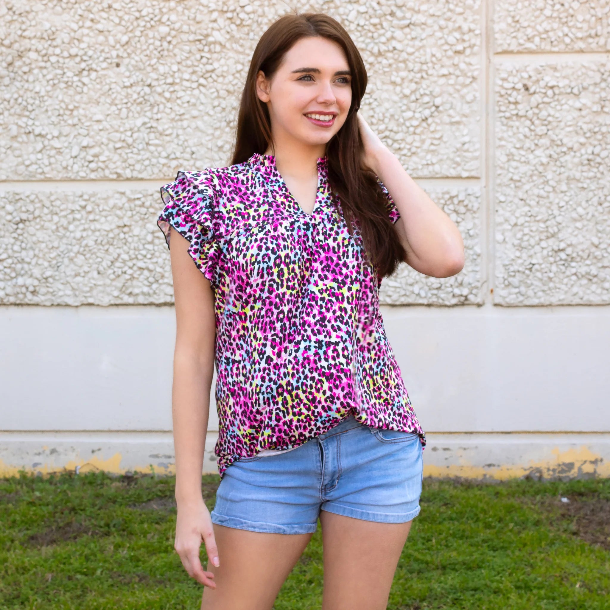 Multi Color Leopard Print Top