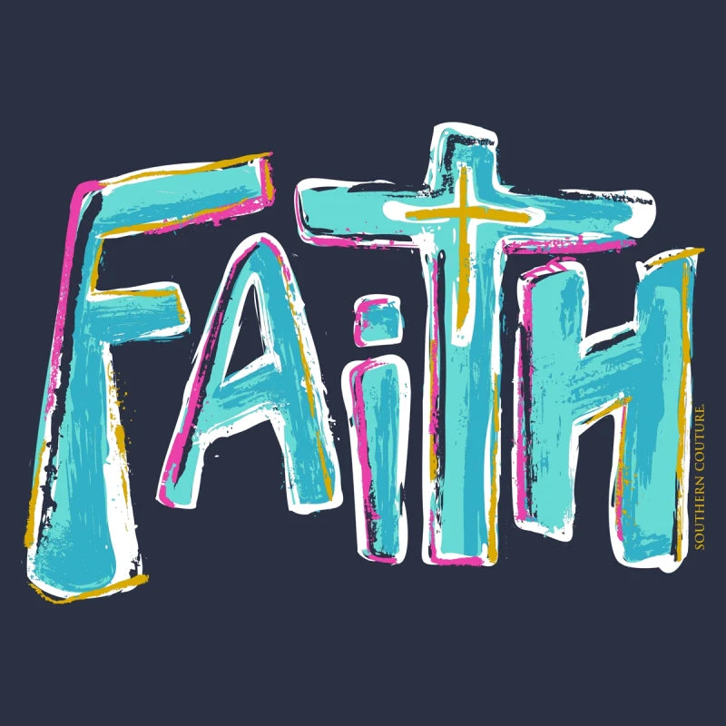 Painted Faith front print-Navy Graphic Tee