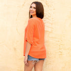 Knit Top with Accent Button - Coral