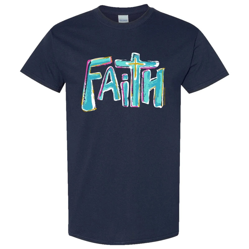 Painted Faith front print-Navy Graphic Tee