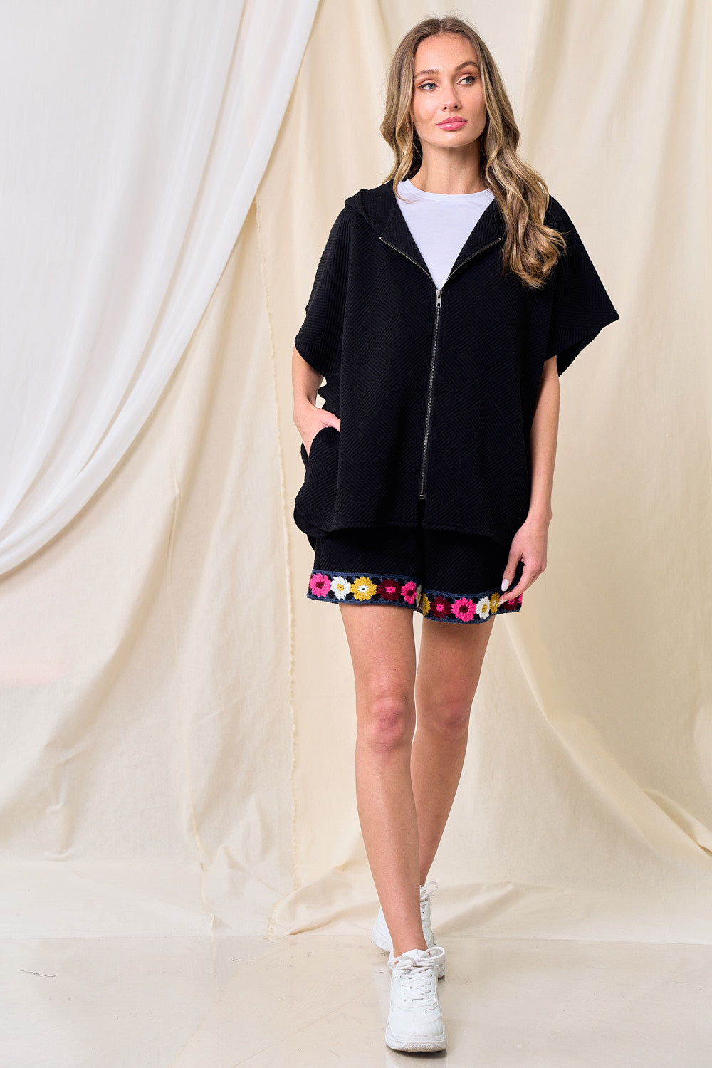 Textured Hooded Vest