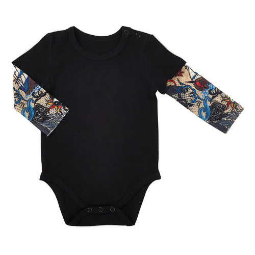 Tattoo Snapshirt Black 6-12 Mo