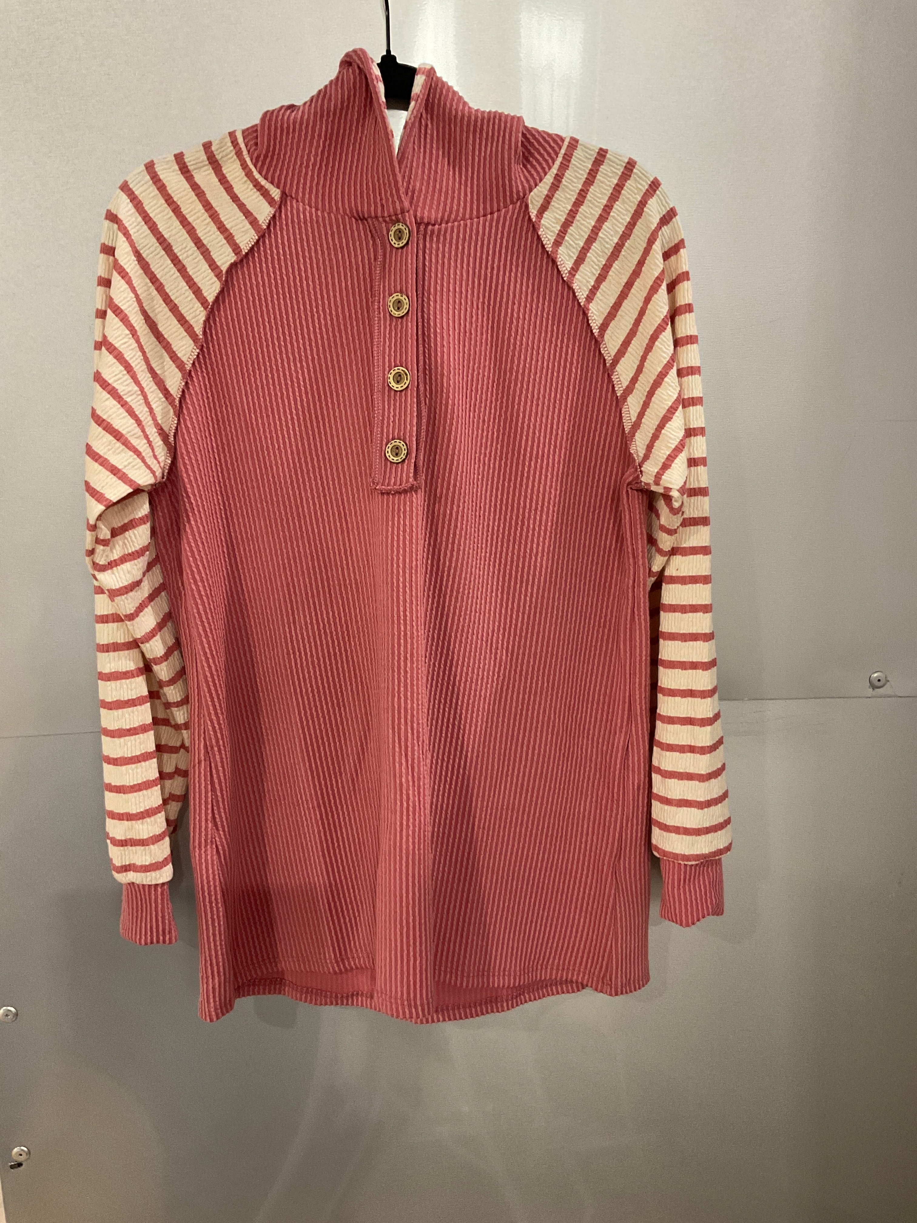 Pink w/ stripped long sleeves