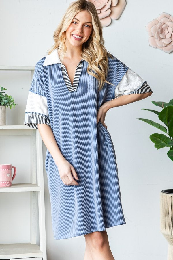 Short Sleeve Dress - Denim Vintage