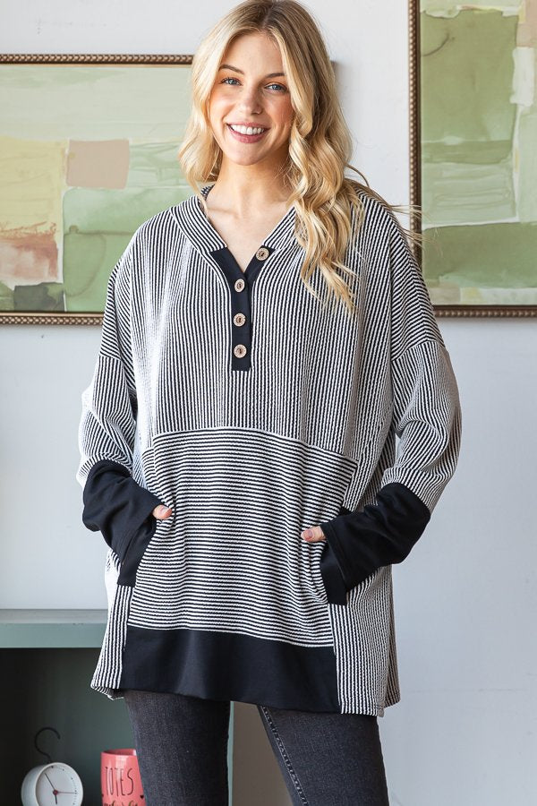 Black/ Offwhite Long Sleeve Shirt