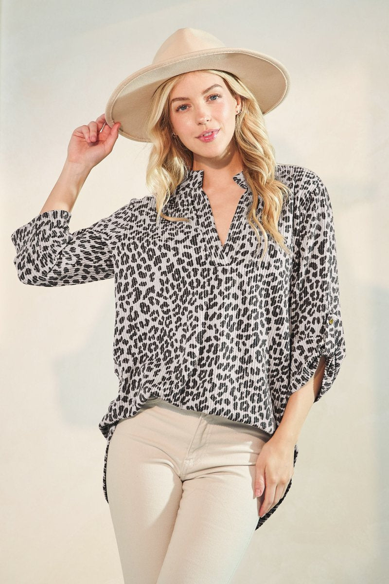 Leopard Print Shirt with Half Sleeve