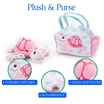 Purse & Plush Sea Turtle Pink