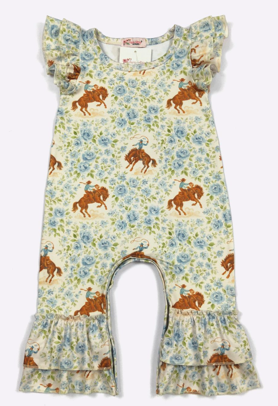 Blue Rose Buckin' Baby Romper
