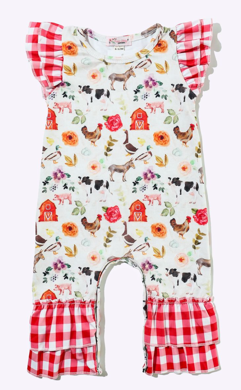 Floral Farm Baby Romper