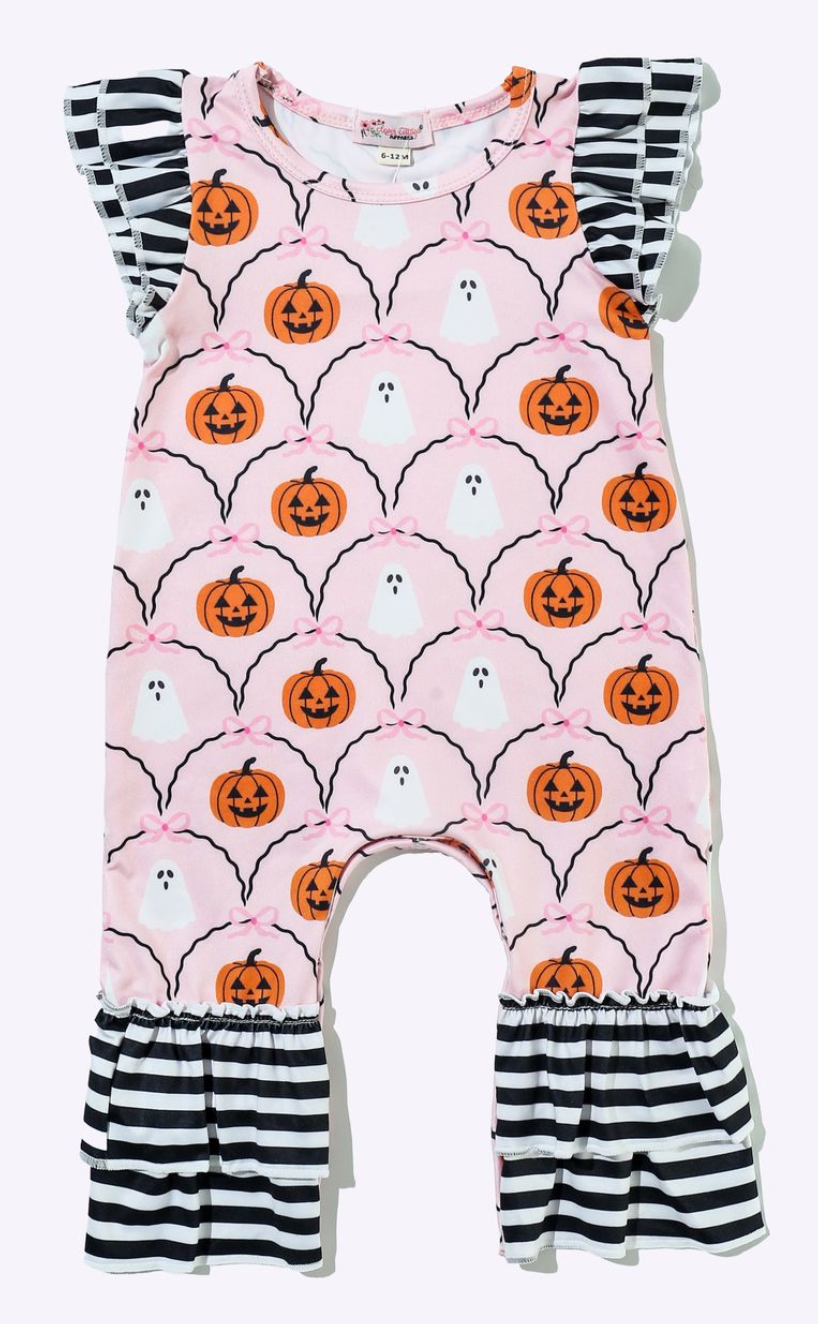 Girly Ghost Stripe Baby Romper