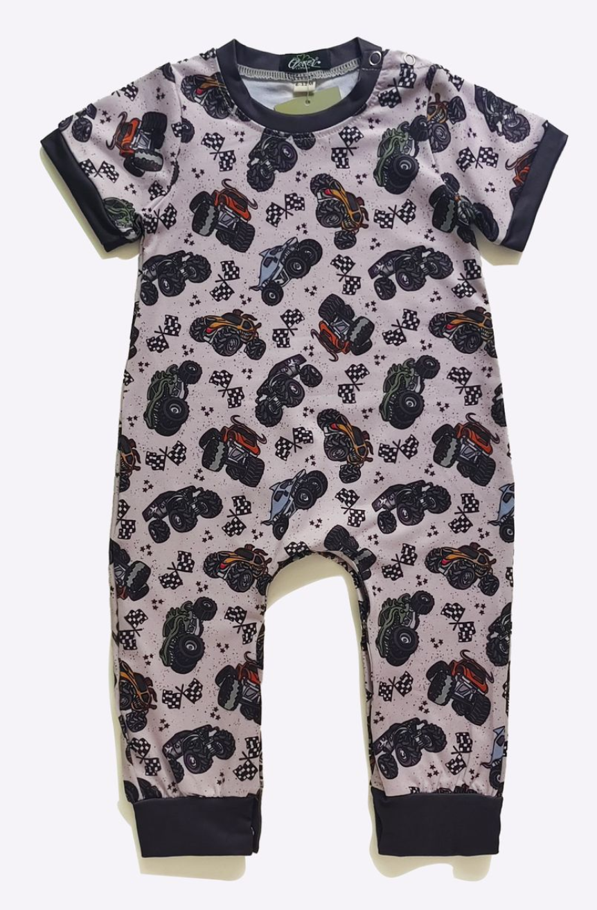 Monster Truck Boy Romper
