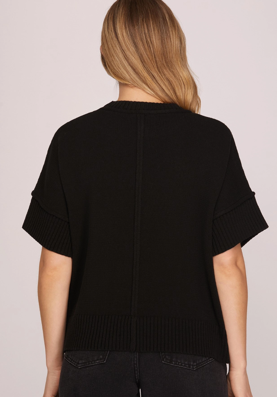 Game Day - Drop Half Sleeve Crew Neck Sweater Top