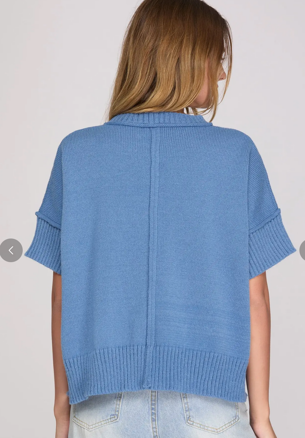 Drop Half Sleeve Crew Neck Sweater