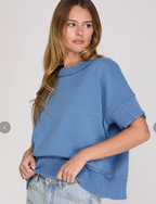 Drop Half Sleeve Crew Neck Sweater