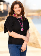 Half Sleeve Top with Lace Detail