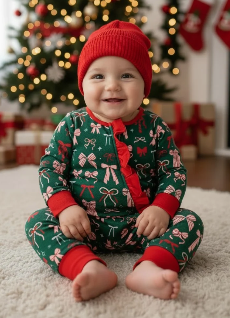 Pink & Red Bow Romper