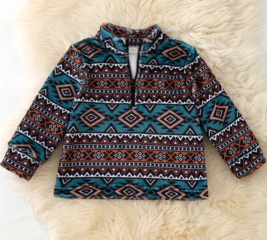 Teal & Brown Aztec Pullover