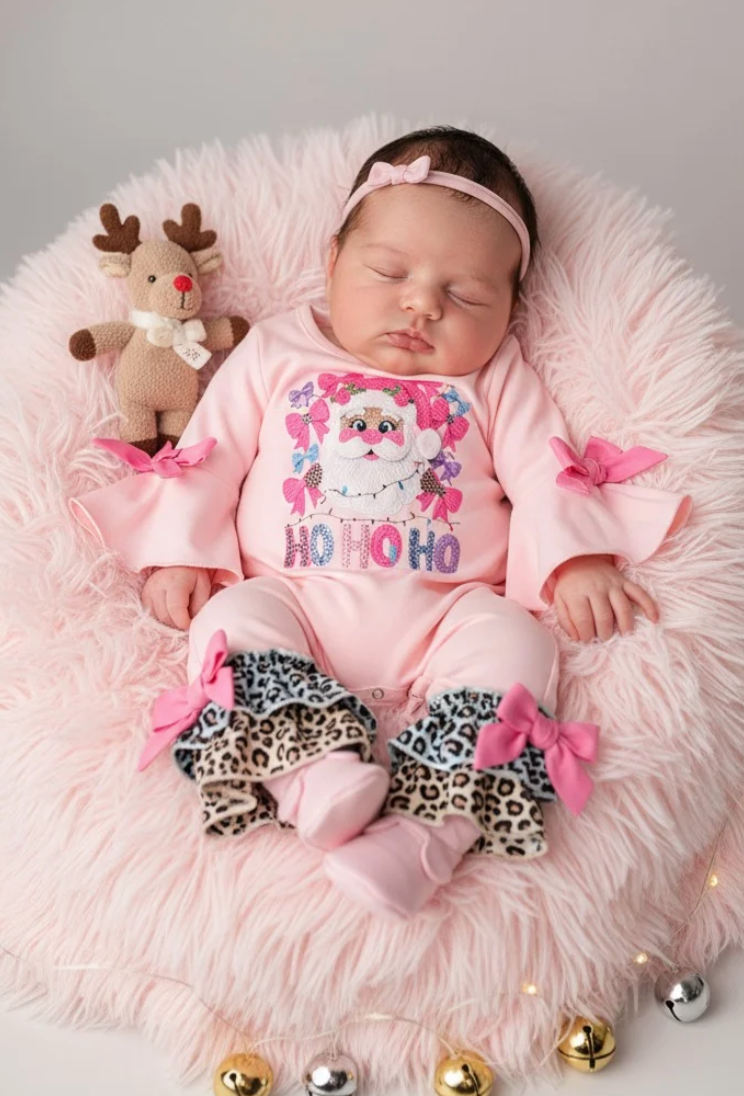 Pink Santa Printed Romper