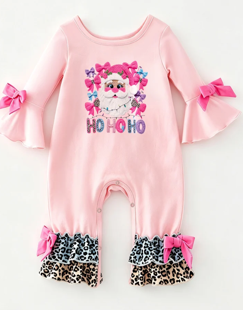 Pink Santa Printed Romper