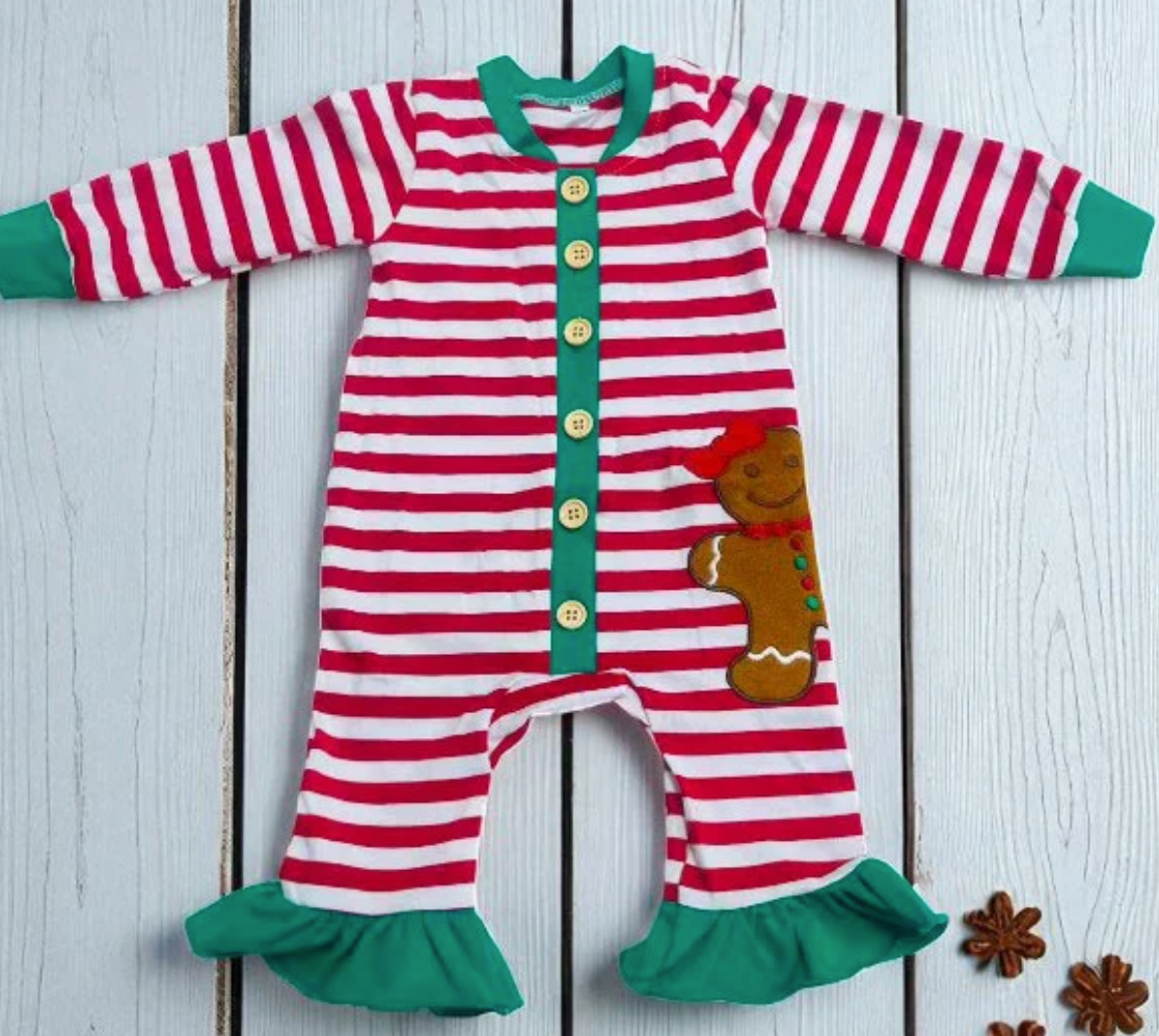 Long Sleeve Gingerbread Romper