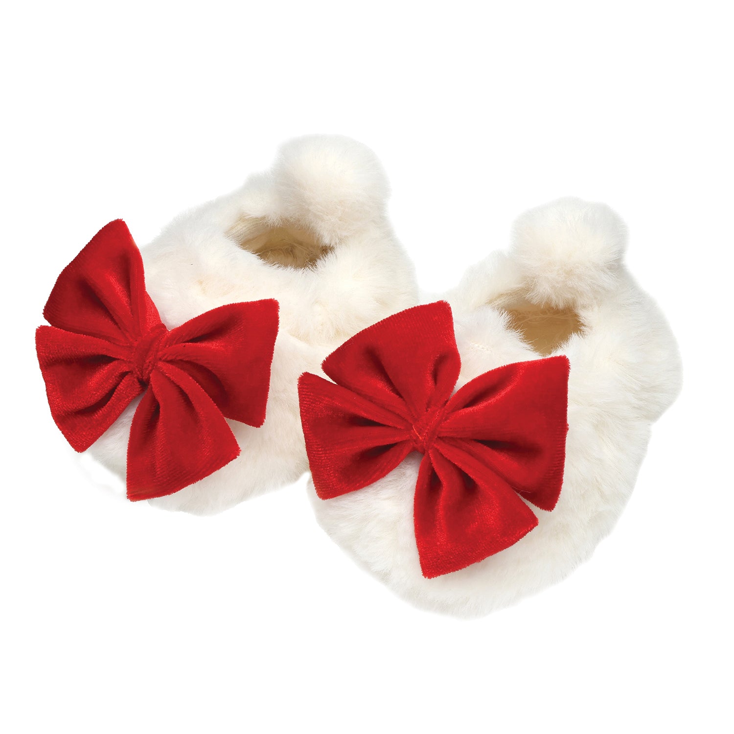 Plush Slippers-Red Bow