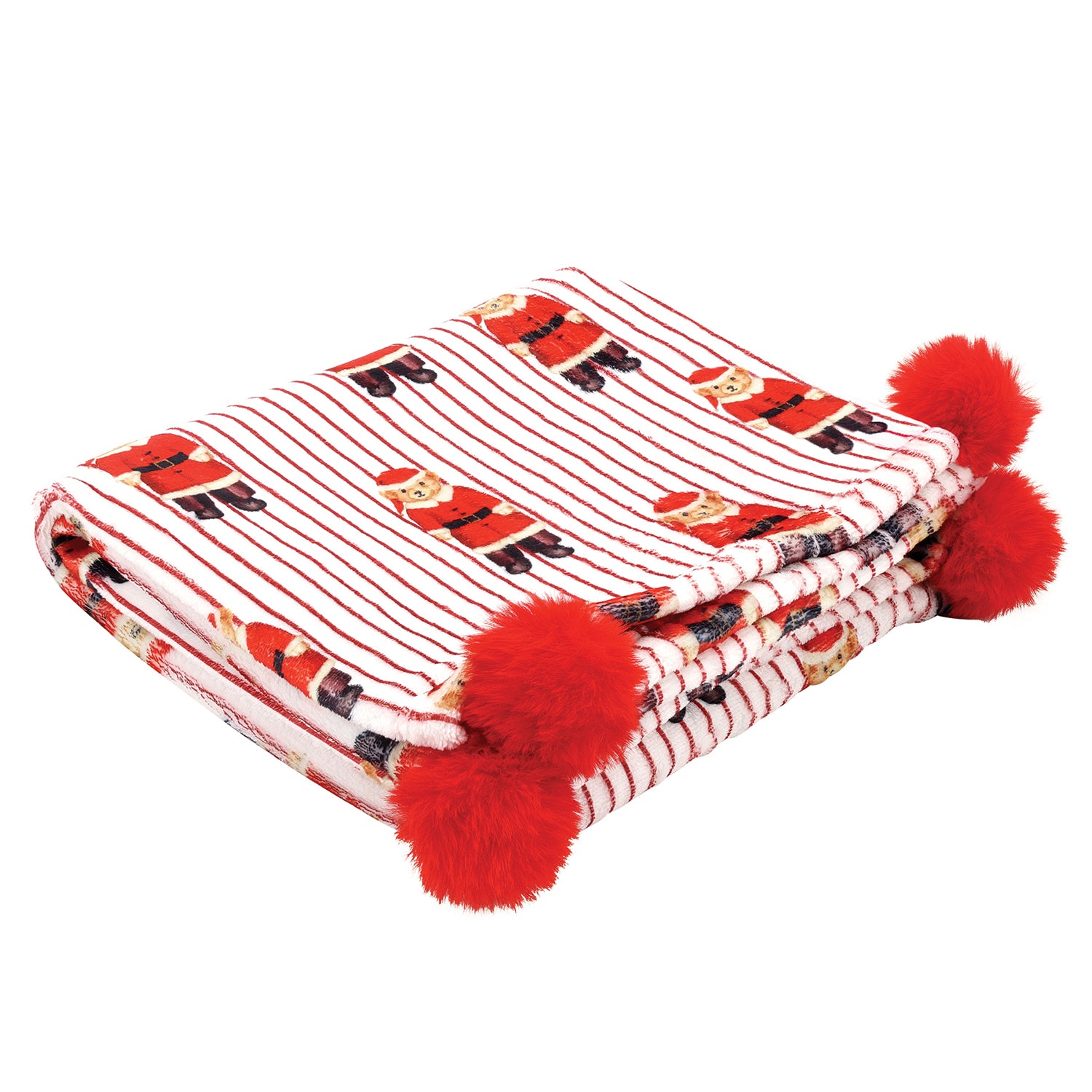 Santa Bear Plush Blanket-Red