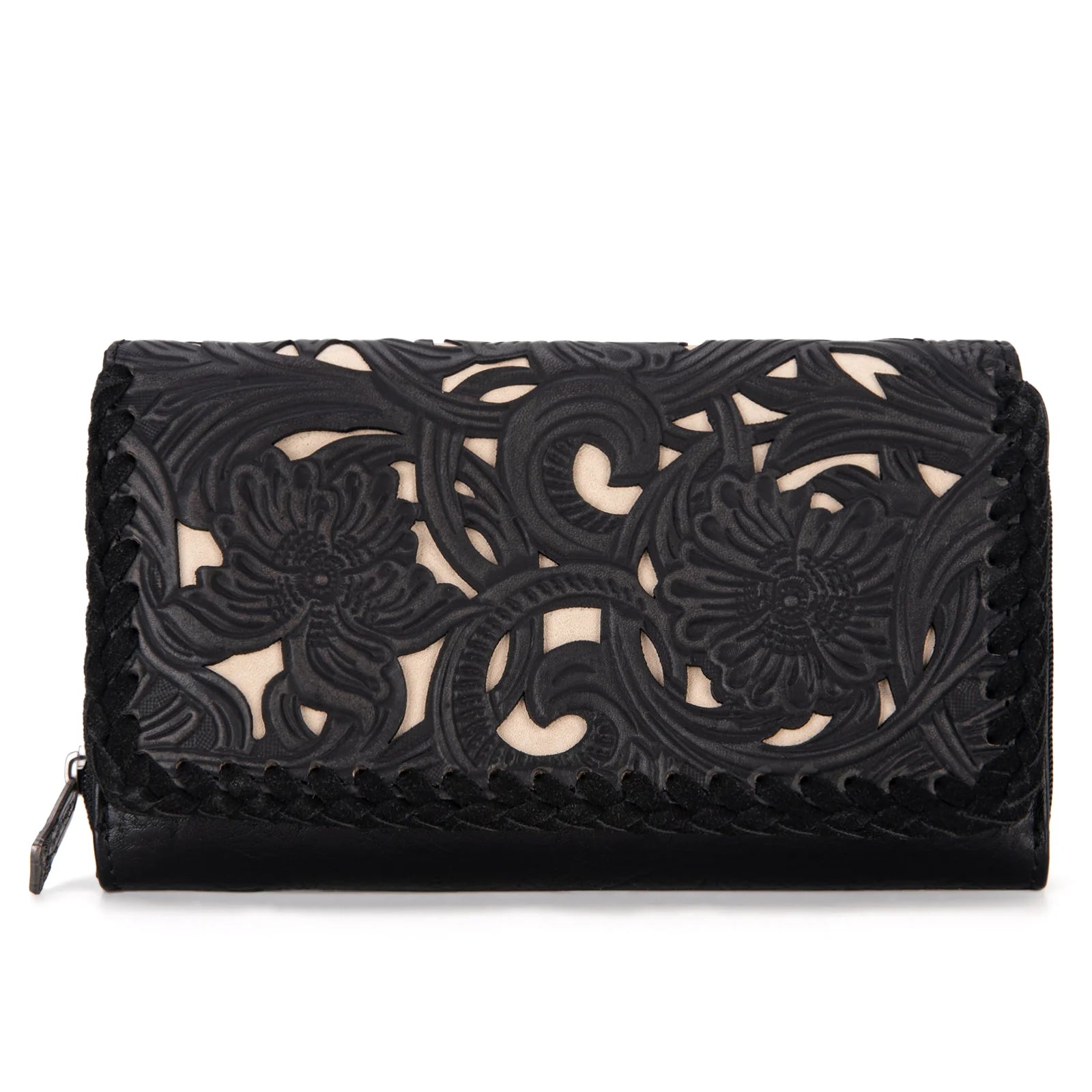 Trinity Ranch Floral Tooled Collection Wallet - Black