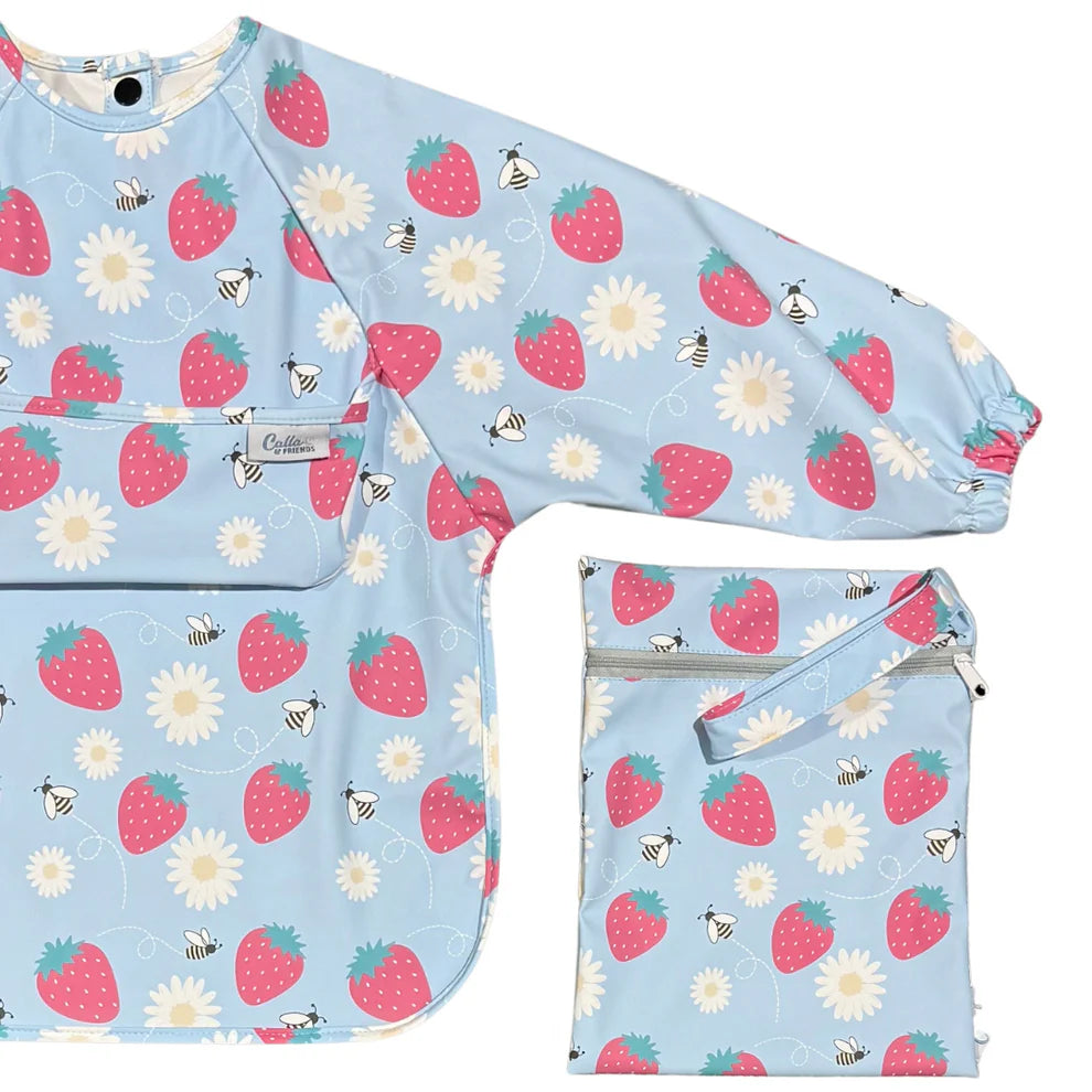 The Grayson Long Sleeve Bib - Strawberry Patch