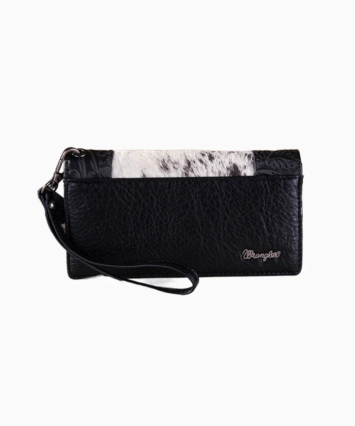 BlackWrangler Hair-On Cowhide Vintage Floral Wallet