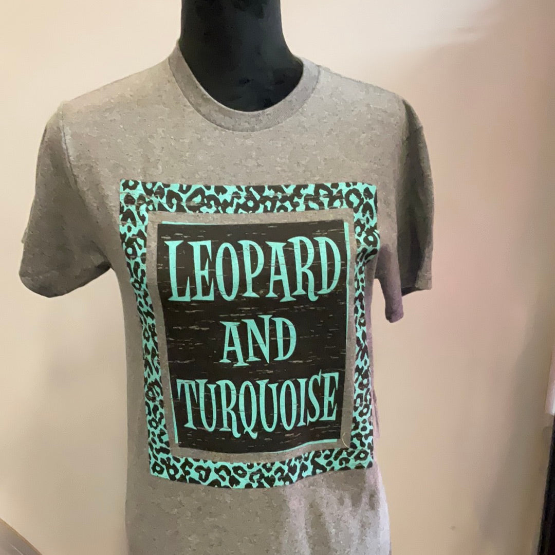 Leopard and Turquoise - Graphic Tee