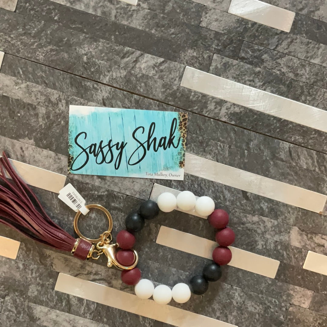 Wristlet - Maroon, Black, White