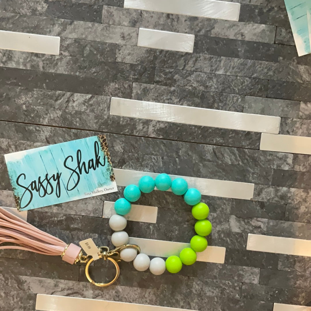 Wristlet - Lime Green, Turquoise, Gray